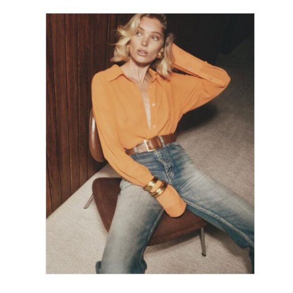 Helsa Brown Leather Belt with Gold Buckle - Picture 13 of 13